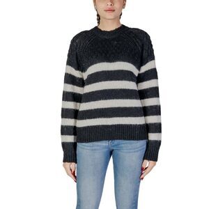 Only Striped Knit Pullover Sweater Women black Knitwear